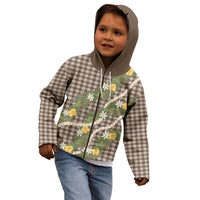 Aloha Puakenikeni Anthurium Pikake Lei Kid Hoodie Chocolate Hawaiian Palaka Pattern