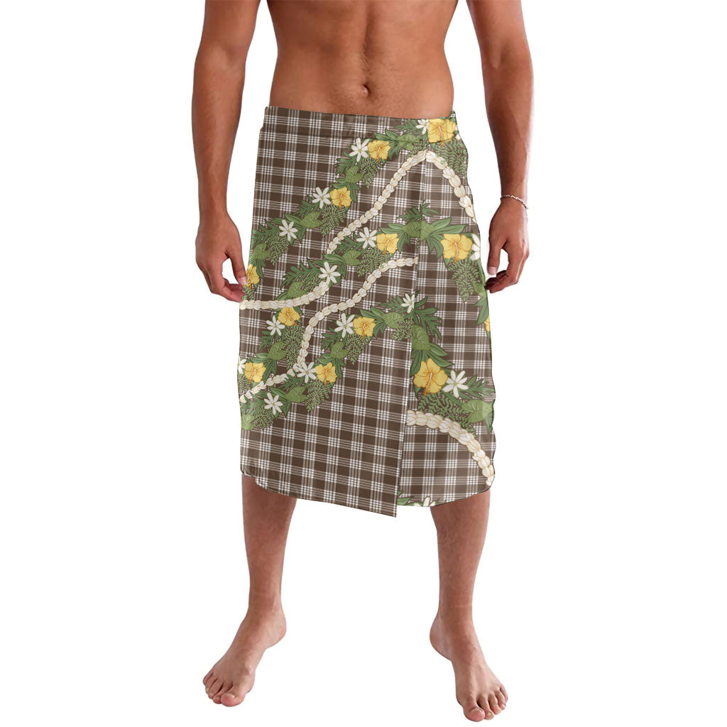 Aloha Puakenikeni Anthurium Pikake Lei Lavalava Chocolate Hawaiian Palaka Pattern
