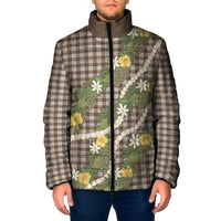 Aloha Puakenikeni Anthurium Pikake Lei Padded Jacket Chocolate Hawaiian Palaka Pattern