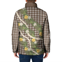 Aloha Puakenikeni Anthurium Pikake Lei Padded Jacket Chocolate Hawaiian Palaka Pattern