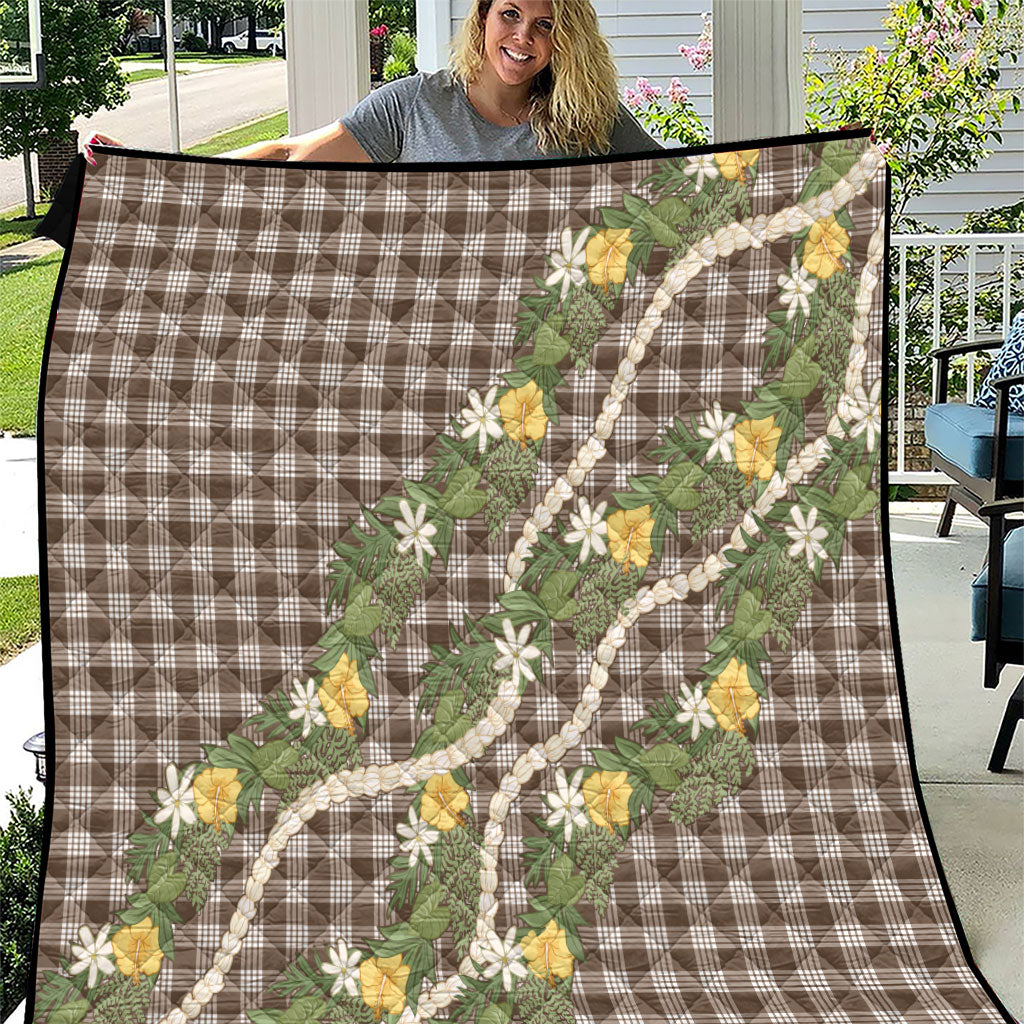 Aloha Puakenikeni Anthurium Pikake Lei Quilt Chocolate Hawaiian Palaka Pattern