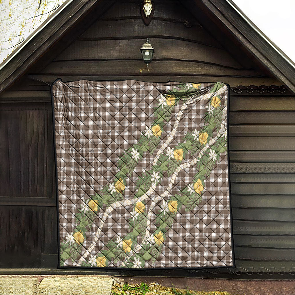 Aloha Puakenikeni Anthurium Pikake Lei Quilt Chocolate Hawaiian Palaka Pattern