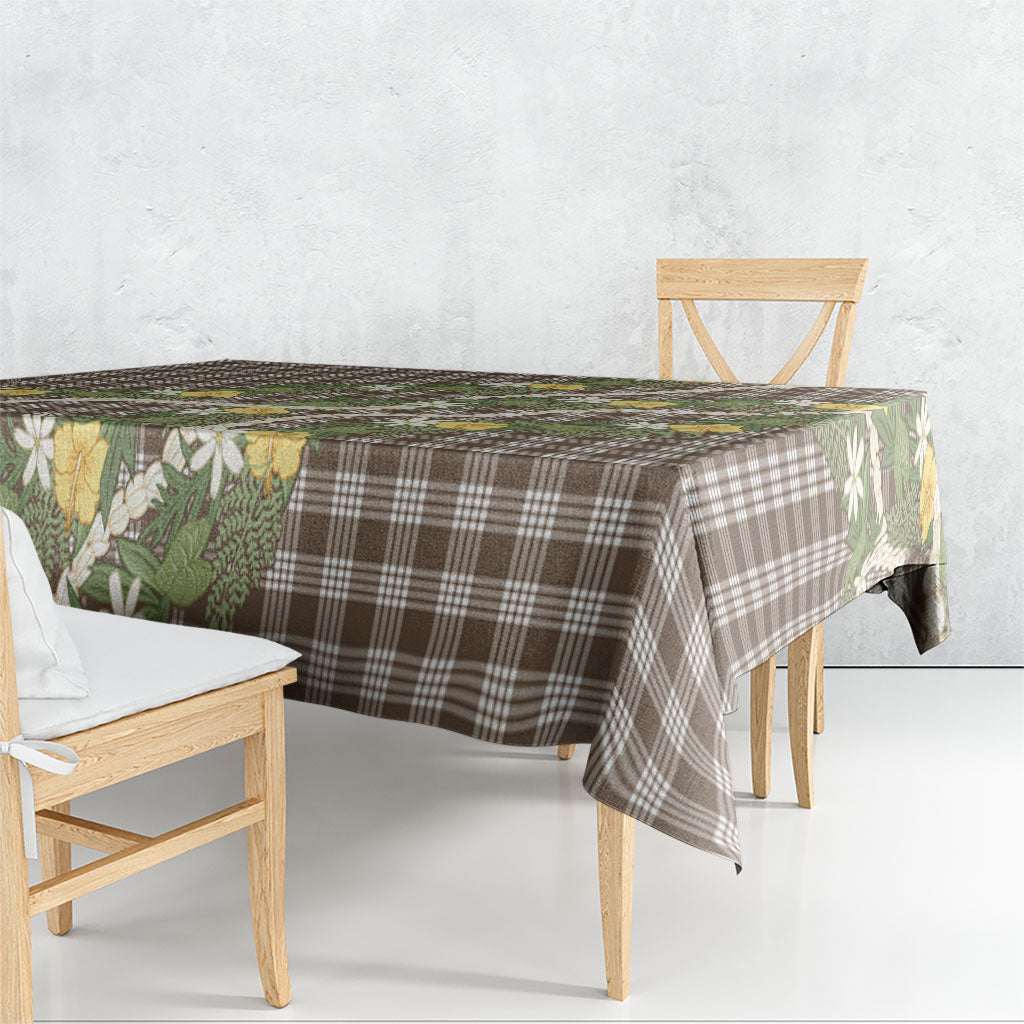 Aloha Puakenikeni Anthurium Pikake Lei Tablecloth Chocolate Hawaiian Palaka Pattern