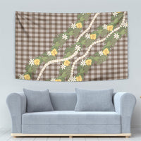 Aloha Puakenikeni Anthurium Pikake Lei Tapestry Chocolate Hawaiian Palaka Pattern