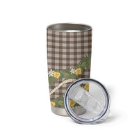 Aloha Puakenikeni Anthurium Pikake Lei Tumbler Cup Chocolate Hawaiian Palaka Pattern