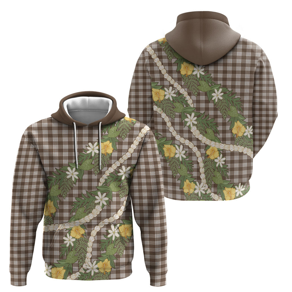 Aloha Puakenikeni Anthurium Pikake Lei Zip Hoodie Chocolate Hawaiian Palaka Pattern