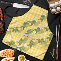 Aloha Puakenikeni Anthurium Pikake Lei Apron Gold Hawaiian Palaka Pattern