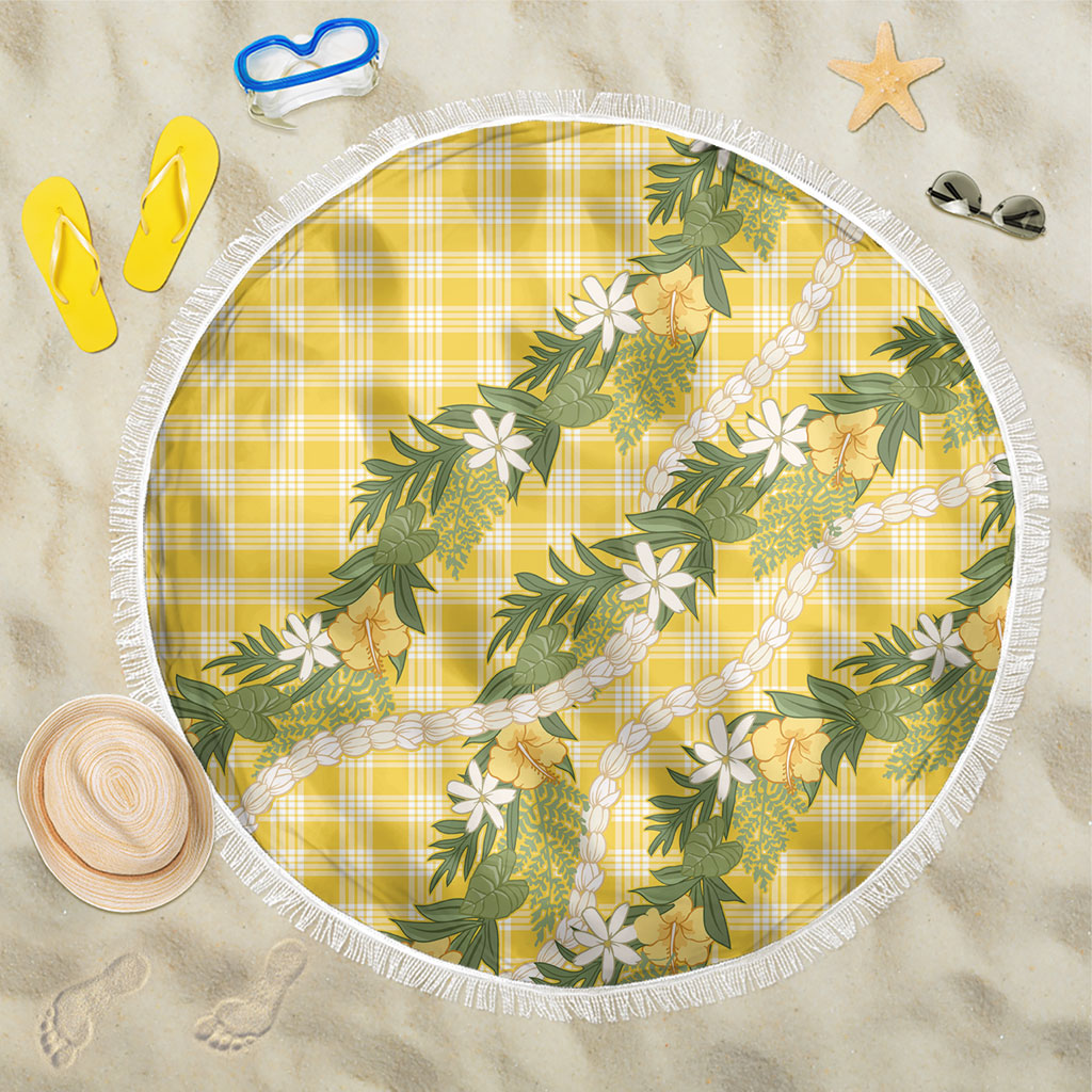 Aloha Puakenikeni Anthurium Pikake Lei Beach Blanket Gold Hawaiian Palaka Pattern