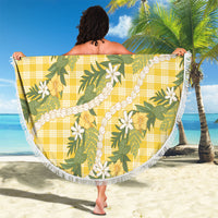 Aloha Puakenikeni Anthurium Pikake Lei Beach Blanket Gold Hawaiian Palaka Pattern