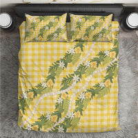 Aloha Puakenikeni Anthurium Pikake Lei Bedding Set Gold Hawaiian Palaka Pattern