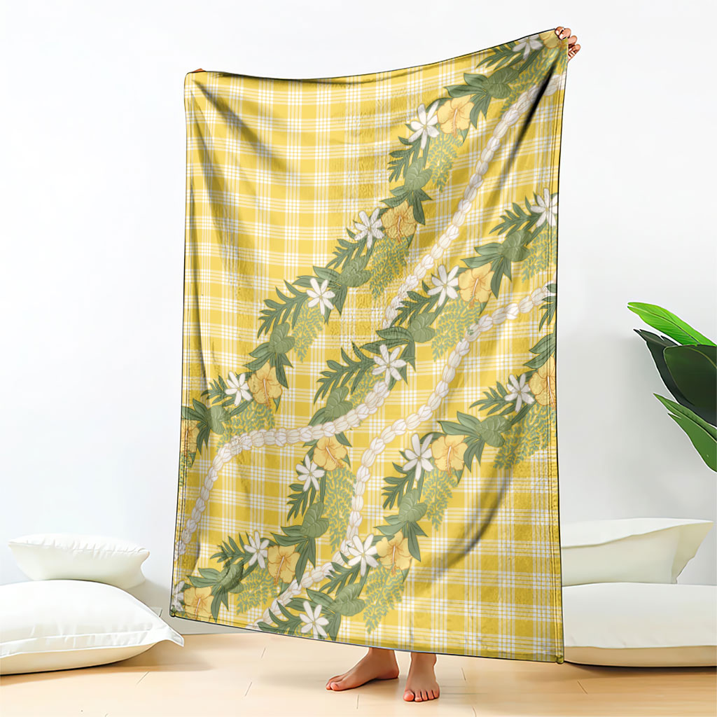 Aloha Puakenikeni Anthurium Pikake Lei Blanket Gold Hawaiian Palaka Pattern