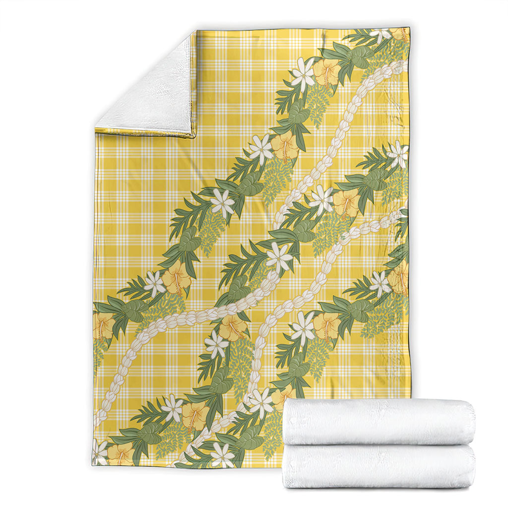 Aloha Puakenikeni Anthurium Pikake Lei Blanket Gold Hawaiian Palaka Pattern