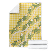 Aloha Puakenikeni Anthurium Pikake Lei Blanket Gold Hawaiian Palaka Pattern