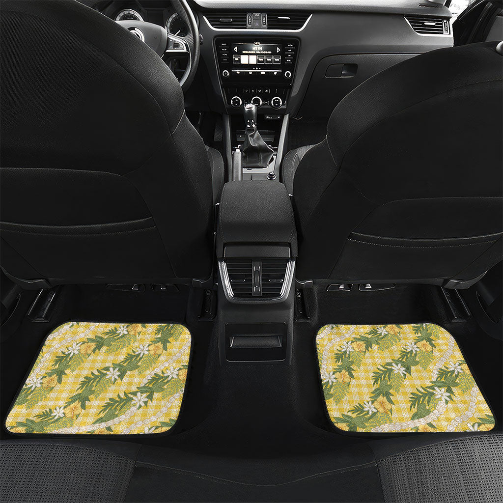 Aloha Puakenikeni Anthurium Pikake Lei Car Mats Gold Hawaiian Palaka Pattern