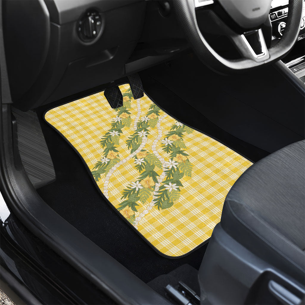 Aloha Puakenikeni Anthurium Pikake Lei Car Mats Gold Hawaiian Palaka Pattern