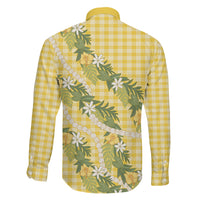 Aloha Puakenikeni Anthurium Pikake Lei Family Matching Summer Maxi Dress and Hawaiian Shirt Gold Hawaiian Palaka Pattern