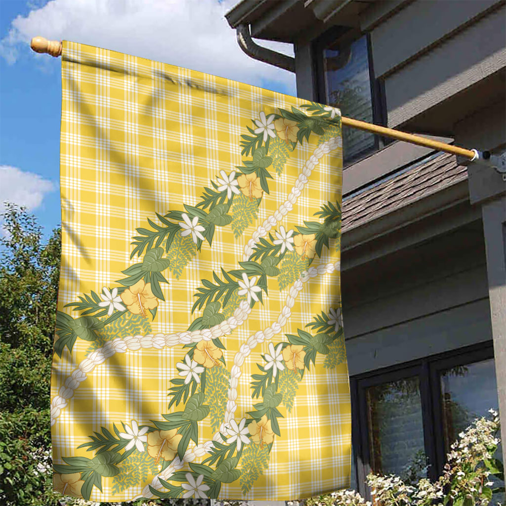 Aloha Puakenikeni Anthurium Pikake Lei Garden Flag Gold Hawaiian Palaka Pattern