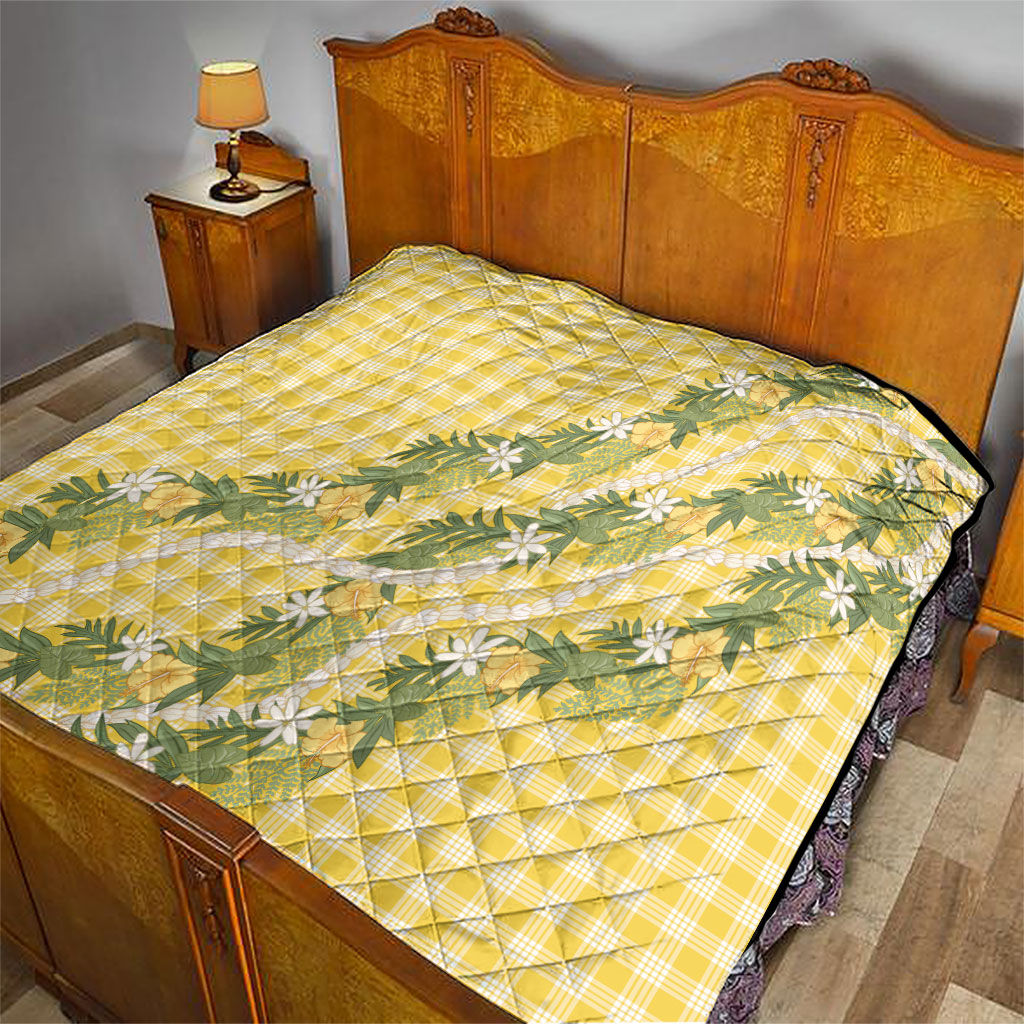 Aloha Puakenikeni Anthurium Pikake Lei Quilt Gold Hawaiian Palaka Pattern