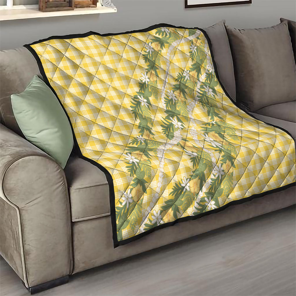Aloha Puakenikeni Anthurium Pikake Lei Quilt Gold Hawaiian Palaka Pattern