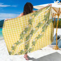Aloha Puakenikeni Anthurium Pikake Lei Sarong Gold Hawaiian Palaka Pattern
