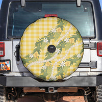 Aloha Puakenikeni Anthurium Pikake Lei Spare Tire Cover Gold Hawaiian Palaka Pattern