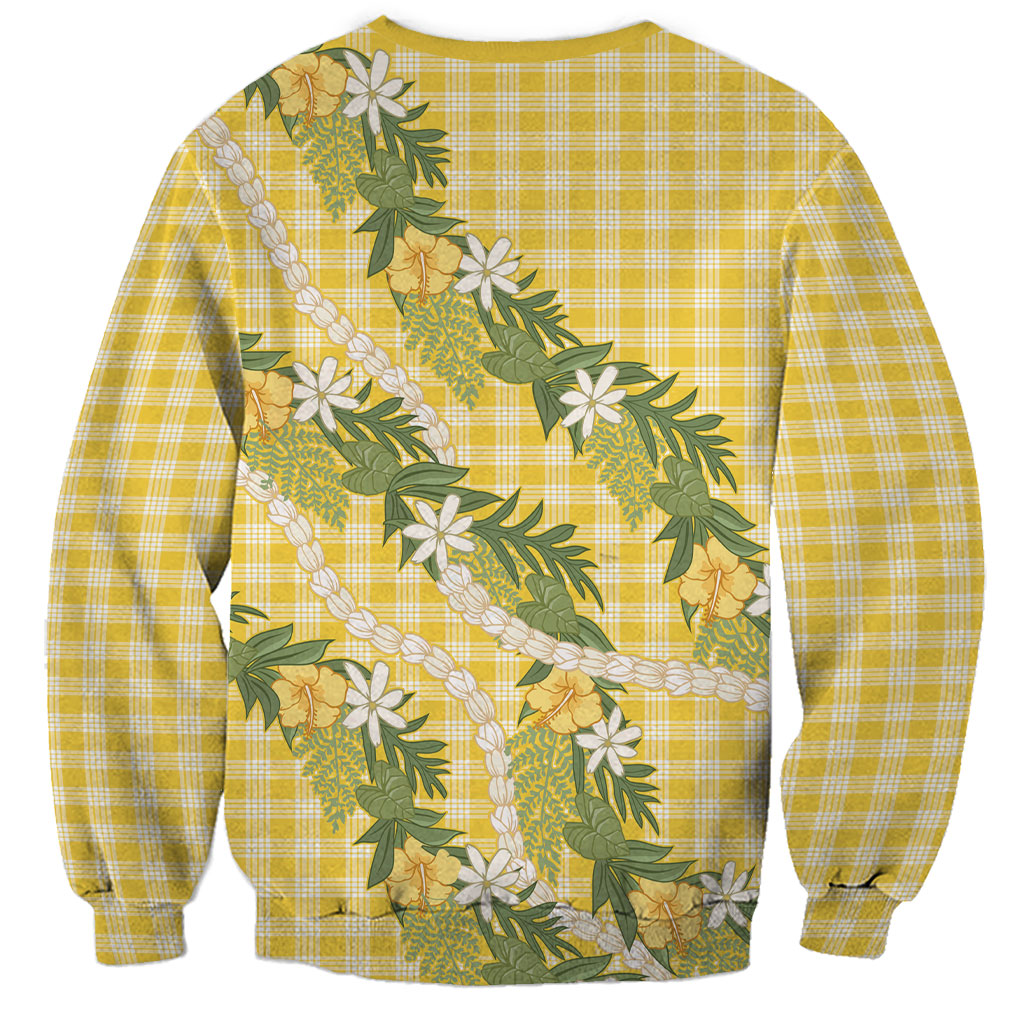 Aloha Puakenikeni Anthurium Pikake Lei Sweatshirt Gold Hawaiian Palaka Pattern