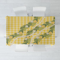 Aloha Puakenikeni Anthurium Pikake Lei Tablecloth Gold Hawaiian Palaka Pattern