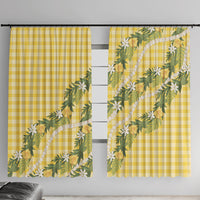 Aloha Puakenikeni Anthurium Pikake Lei Window Curtain Gold Hawaiian Palaka Pattern