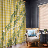 Aloha Puakenikeni Anthurium Pikake Lei Window Curtain Gold Hawaiian Palaka Pattern