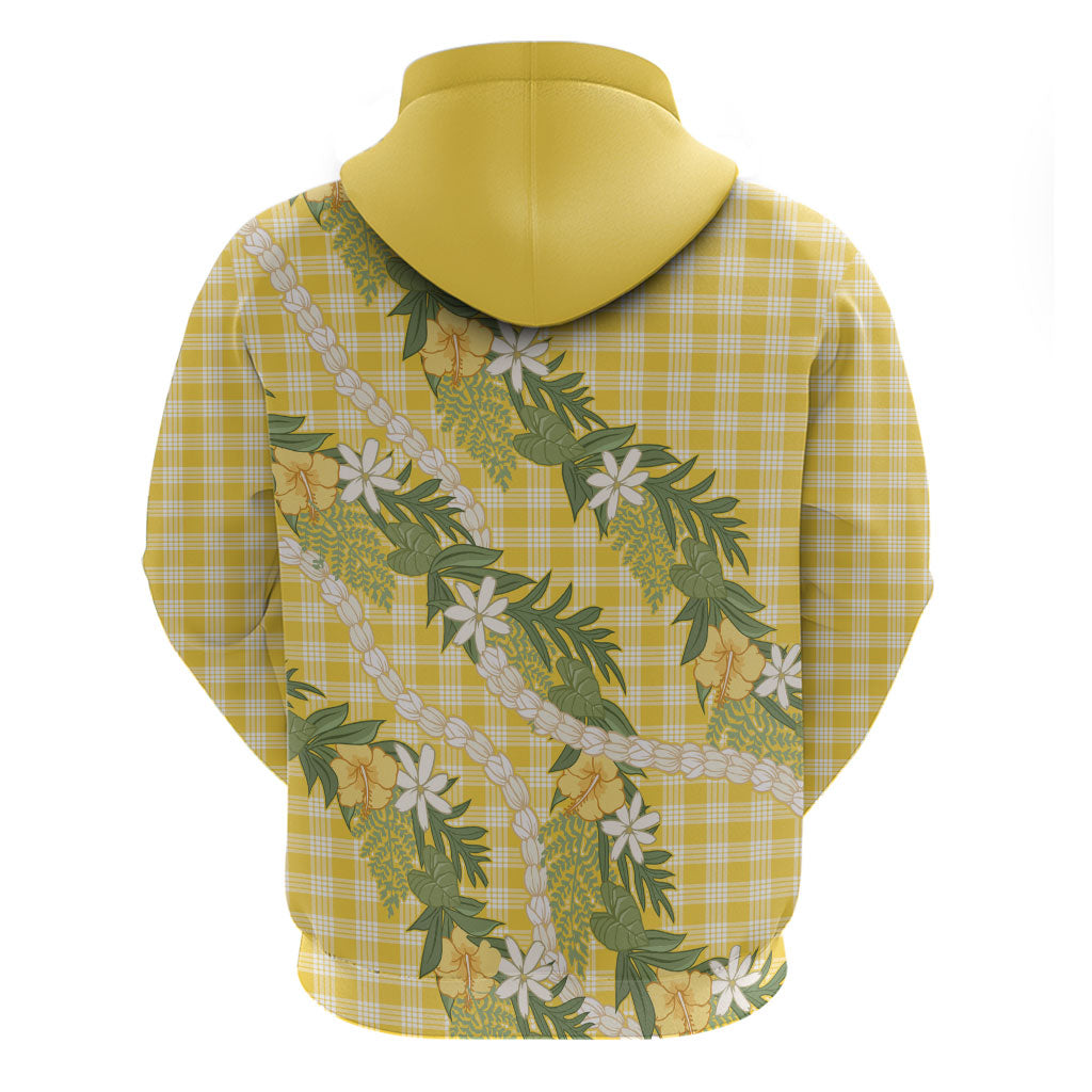 Aloha Puakenikeni Anthurium Pikake Lei Zip Hoodie Gold Hawaiian Palaka Pattern