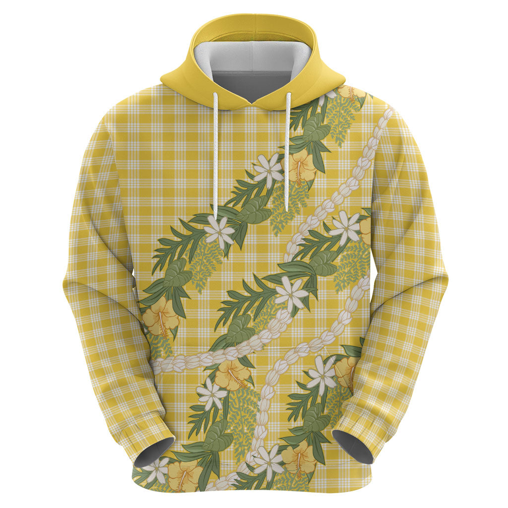 Aloha Puakenikeni Anthurium Pikake Lei Zip Hoodie Gold Hawaiian Palaka Pattern