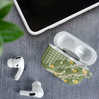 Aloha Puakenikeni Anthurium Pikake Lei AirPods Case Green Hawaiian Palaka Pattern