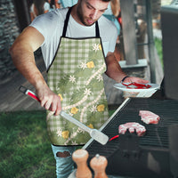 Aloha Puakenikeni Anthurium Pikake Lei Apron Green Hawaiian Palaka Pattern