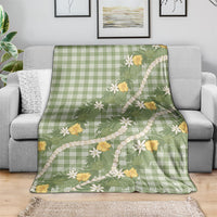 Aloha Puakenikeni Anthurium Pikake Lei Blanket Green Hawaiian Palaka Pattern