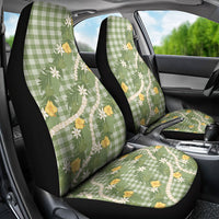 Aloha Puakenikeni Anthurium Pikake Lei Car Seat Cover Green Hawaiian Palaka Pattern