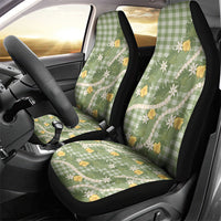 Aloha Puakenikeni Anthurium Pikake Lei Car Seat Cover Green Hawaiian Palaka Pattern