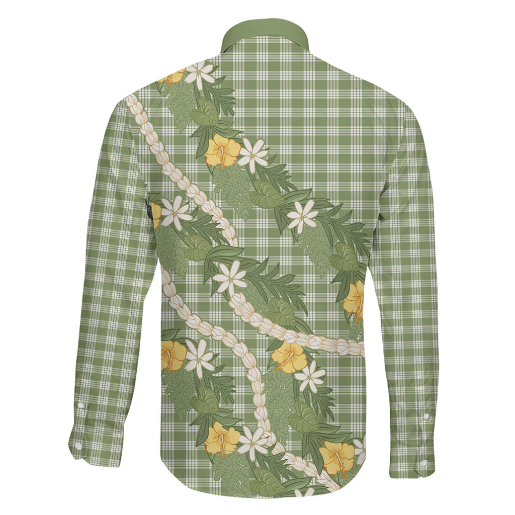Aloha Puakenikeni Anthurium Pikake Lei Family Matching Mermaid Dress and Hawaiian Shirt Green Hawaiian Palaka Pattern