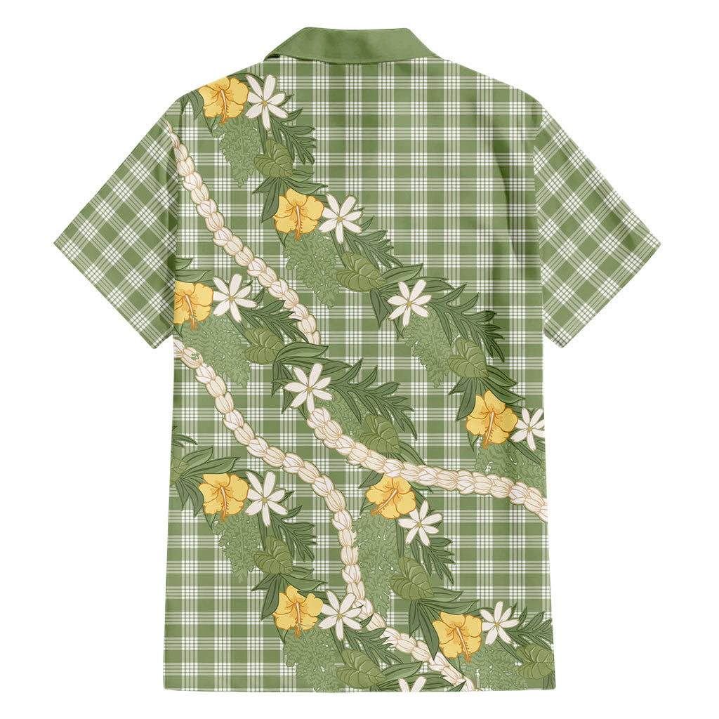 Aloha Puakenikeni Anthurium Pikake Lei Family Matching Summer Maxi Dress and Hawaiian Shirt Green Hawaiian Palaka Pattern