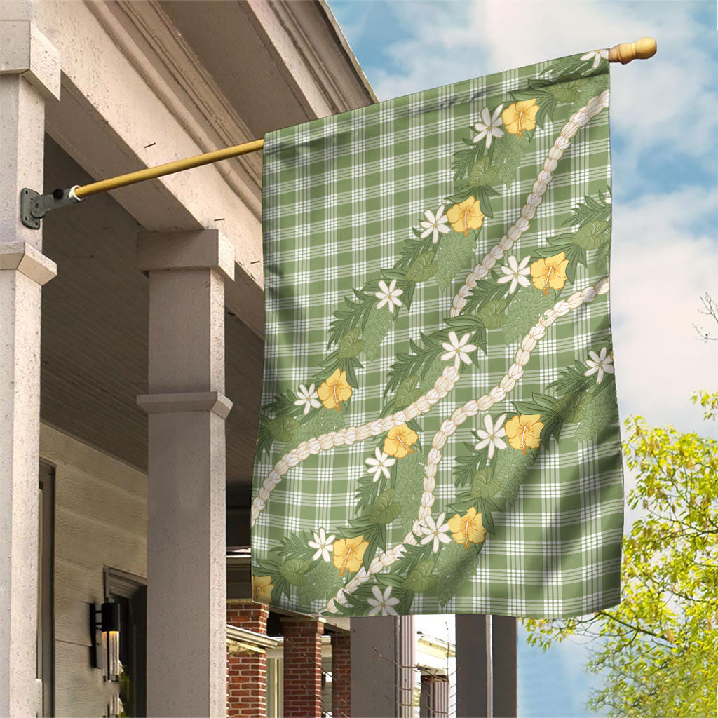 Aloha Puakenikeni Anthurium Pikake Lei Garden Flag Green Hawaiian Palaka Pattern LT9 House Flag Green - Polynesian Pride