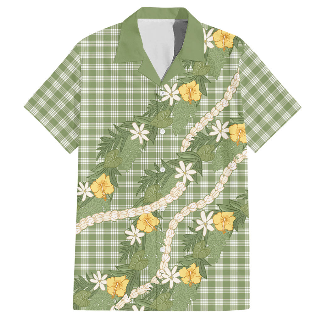 Aloha Puakenikeni Anthurium Pikake Lei Hawaiian Shirt Green Hawaiian Palaka Pattern LT9 Green - Polynesian Pride