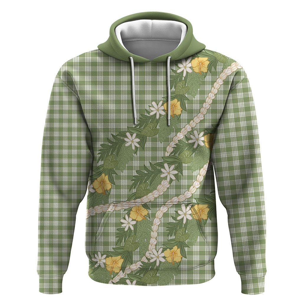 Aloha Puakenikeni Anthurium Pikake Lei Hoodie Green Hawaiian Palaka Pattern LT9 Pullover Hoodie Green - Polynesian Pride