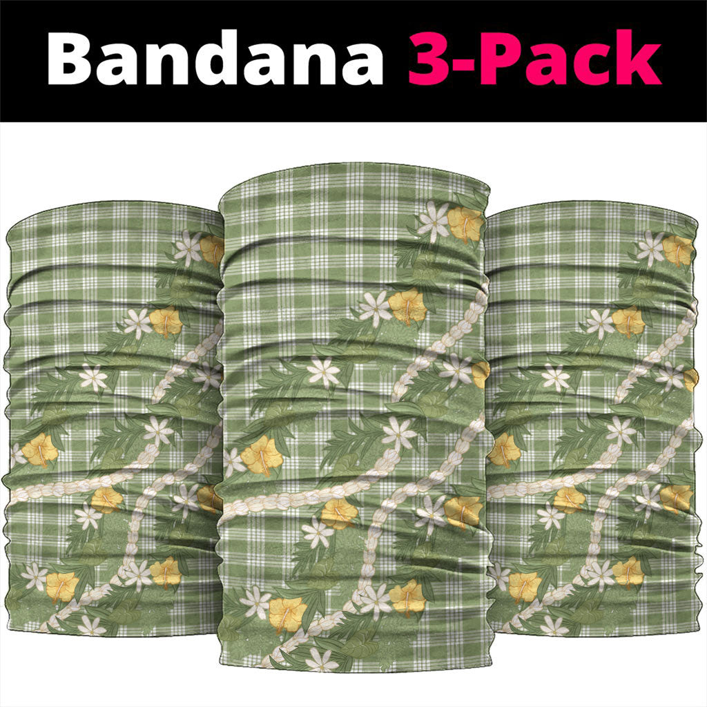 Aloha Puakenikeni Anthurium Pikake Lei Neck Gaiter Green Hawaiian Palaka Pattern LT9 package One Size: 25*50cm Green - Polynesian Pride