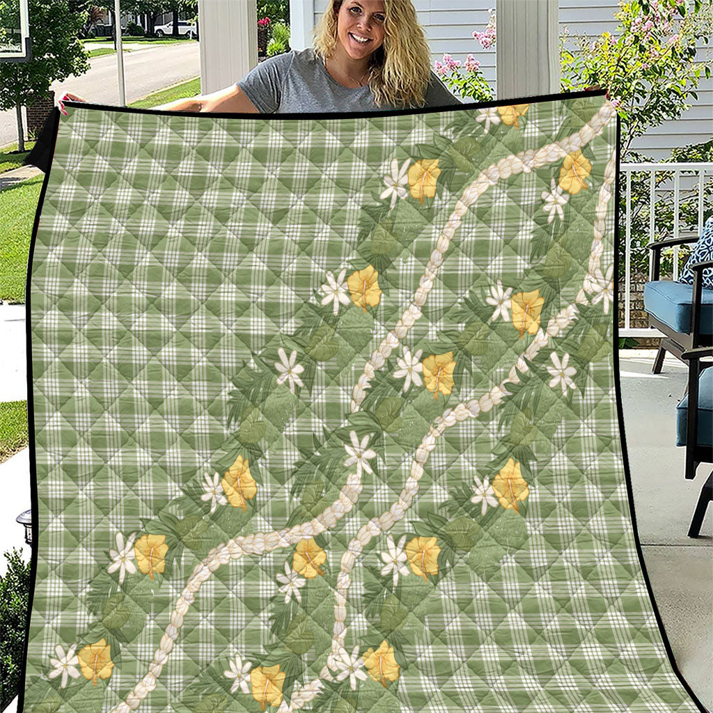 Aloha Puakenikeni Anthurium Pikake Lei Quilt Green Hawaiian Palaka Pattern LT9 Green - Polynesian Pride