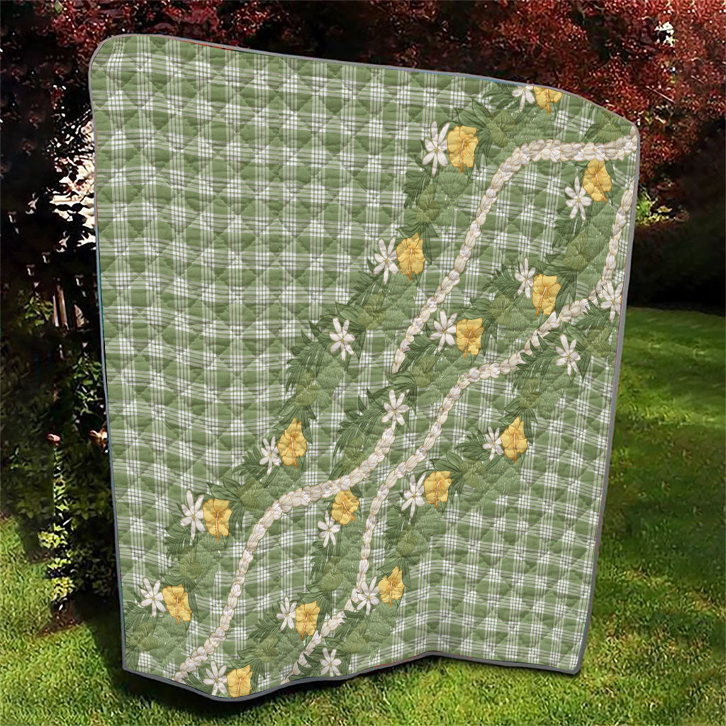 Aloha Puakenikeni Anthurium Pikake Lei Quilt Green Hawaiian Palaka Pattern
