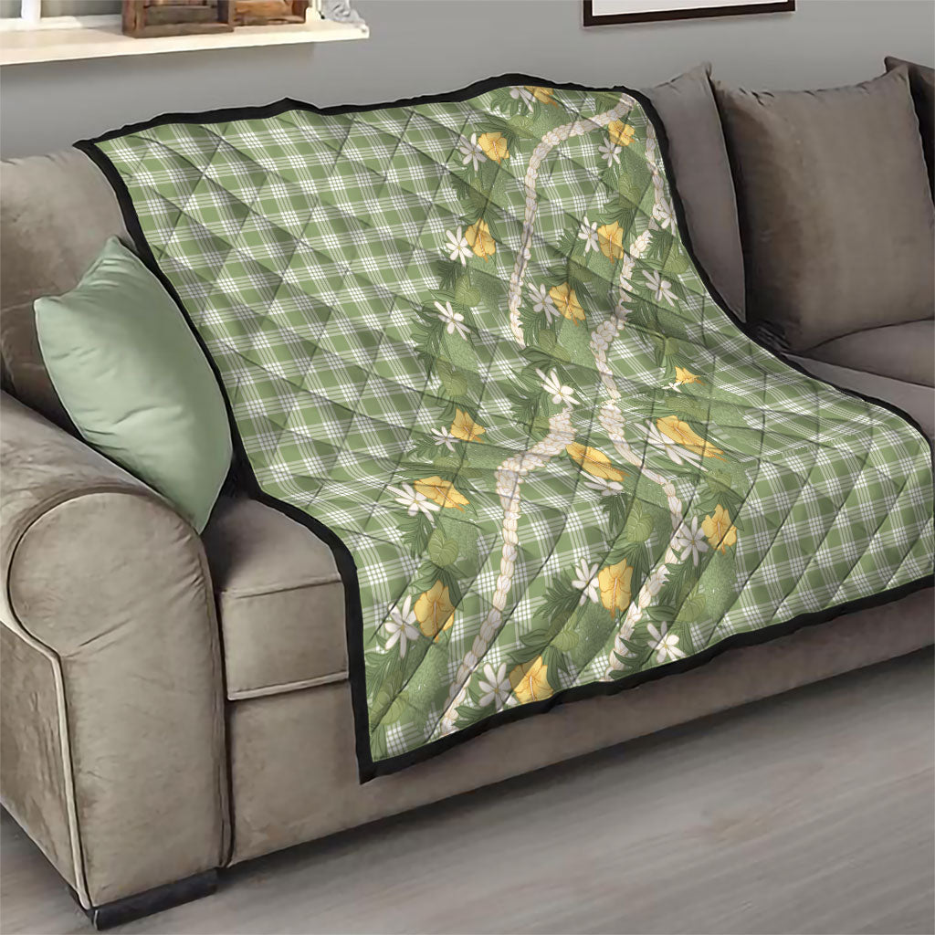 Aloha Puakenikeni Anthurium Pikake Lei Quilt Green Hawaiian Palaka Pattern