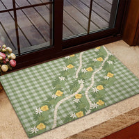 Aloha Puakenikeni Anthurium Pikake Lei Rubber Doormat Green Hawaiian Palaka Pattern