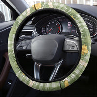 Aloha Puakenikeni Anthurium Pikake Lei Steering Wheel Cover Green Hawaiian Palaka Pattern