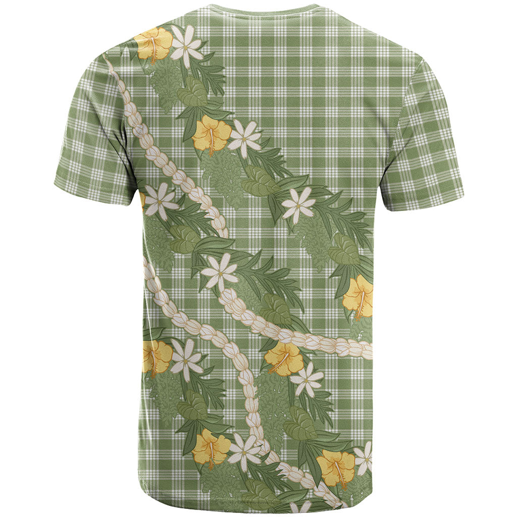 Aloha Puakenikeni Anthurium Pikake Lei T Shirt Green Hawaiian Palaka Pattern