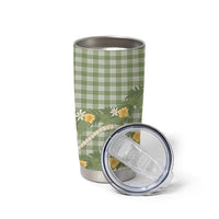 Aloha Puakenikeni Anthurium Pikake Lei Tumbler Cup Green Hawaiian Palaka Pattern