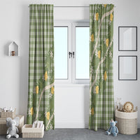 Aloha Puakenikeni Anthurium Pikake Lei Window Curtain Green Hawaiian Palaka Pattern